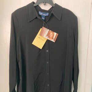 QVC Susan Graver Style L Black Shirt NWT